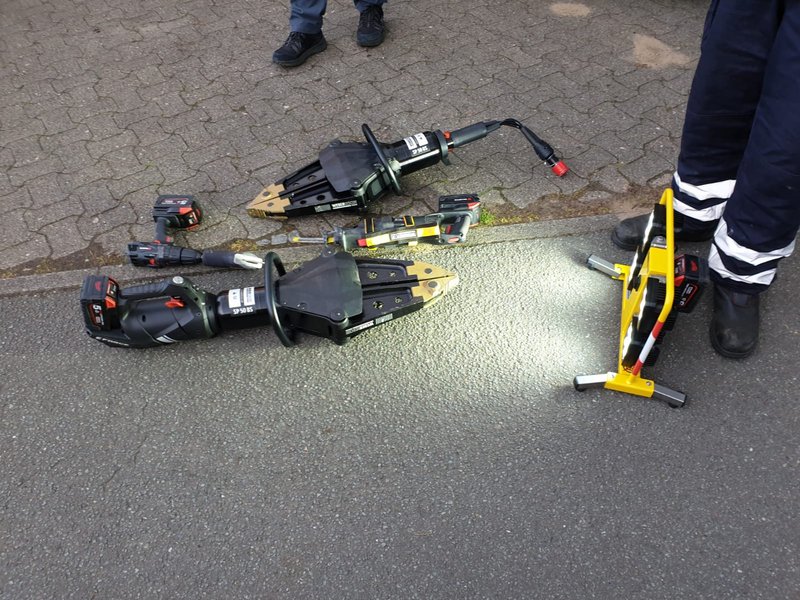 hydraulische Schere und Spreizer in Nahaufnahme